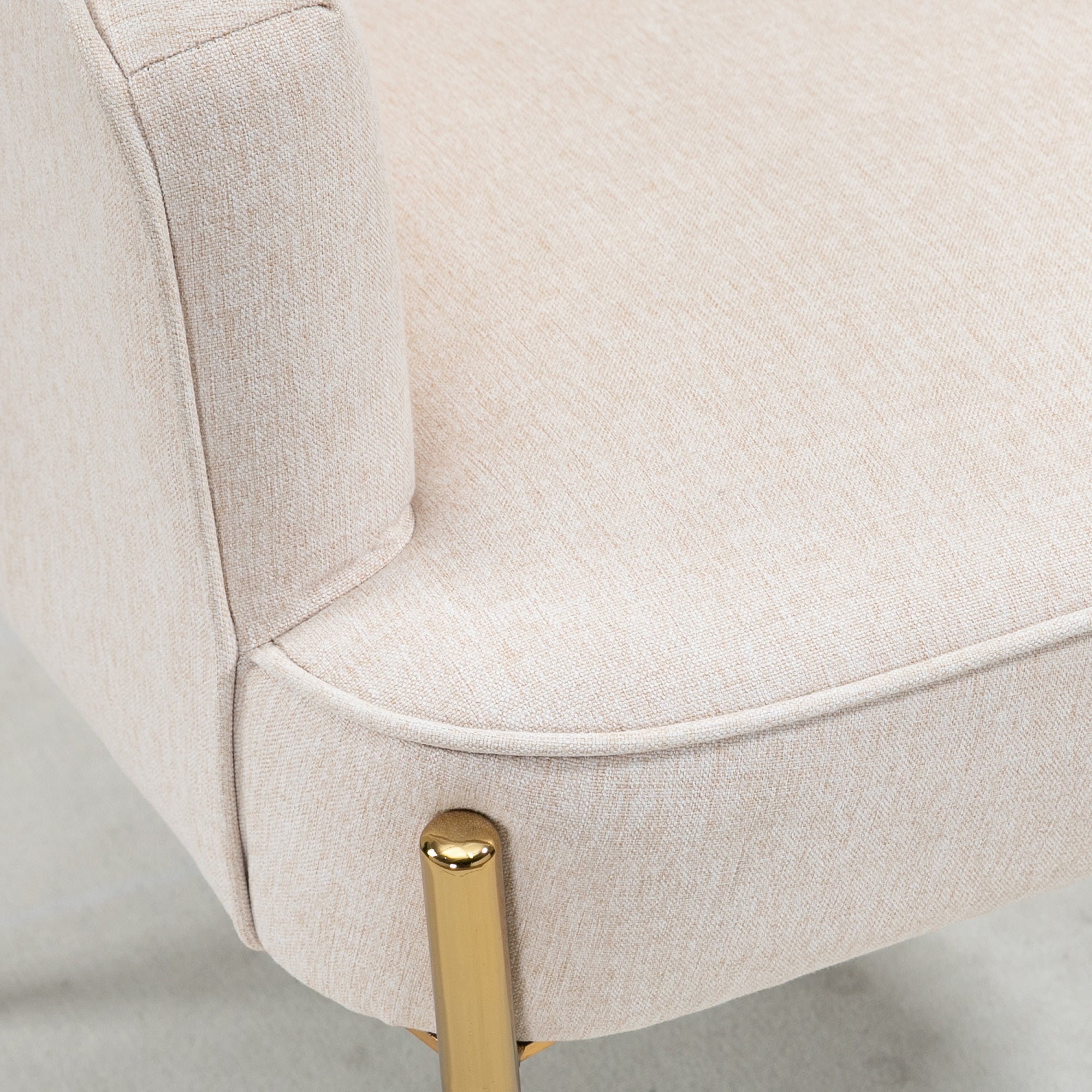 HOMCOM Accent Chair, Living Room Armchair, Vanity Chair with Gold Plating Metal Legs and Soft Padded Seat for Bedroom and Café, Set of 2, White